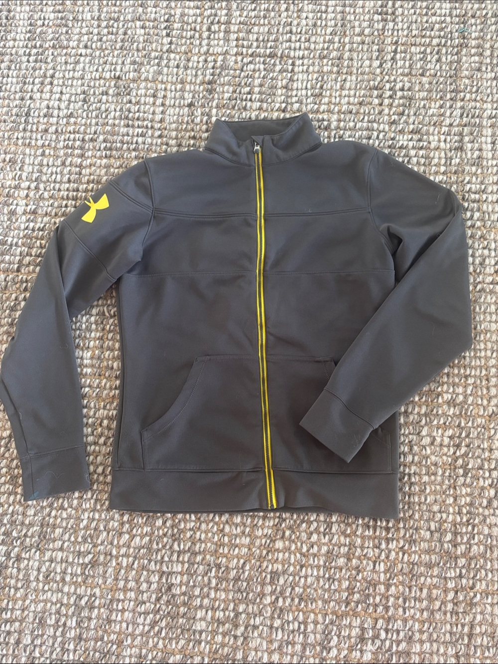 Under Armour Men's Black Performance Zip Jacket with Yellow Trim
